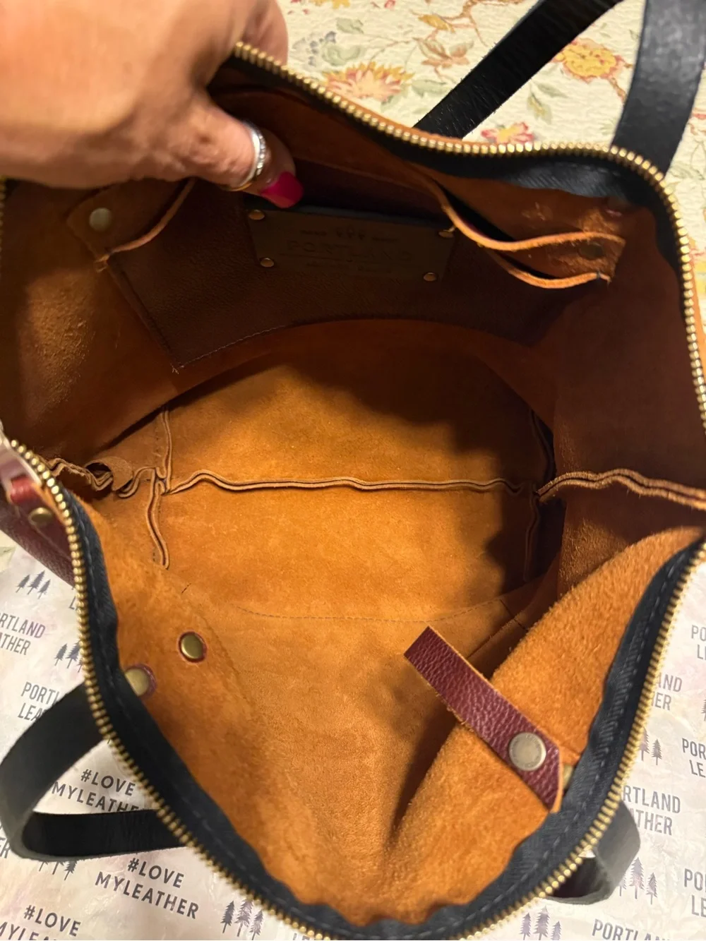 Portland Leather Goods Medium Zip Tote - Nutmeg - Picture 5 of 6